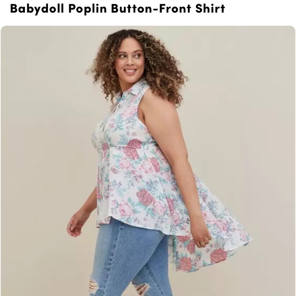 Torrid‎ Floral Babydoll Button-Front Blouse
